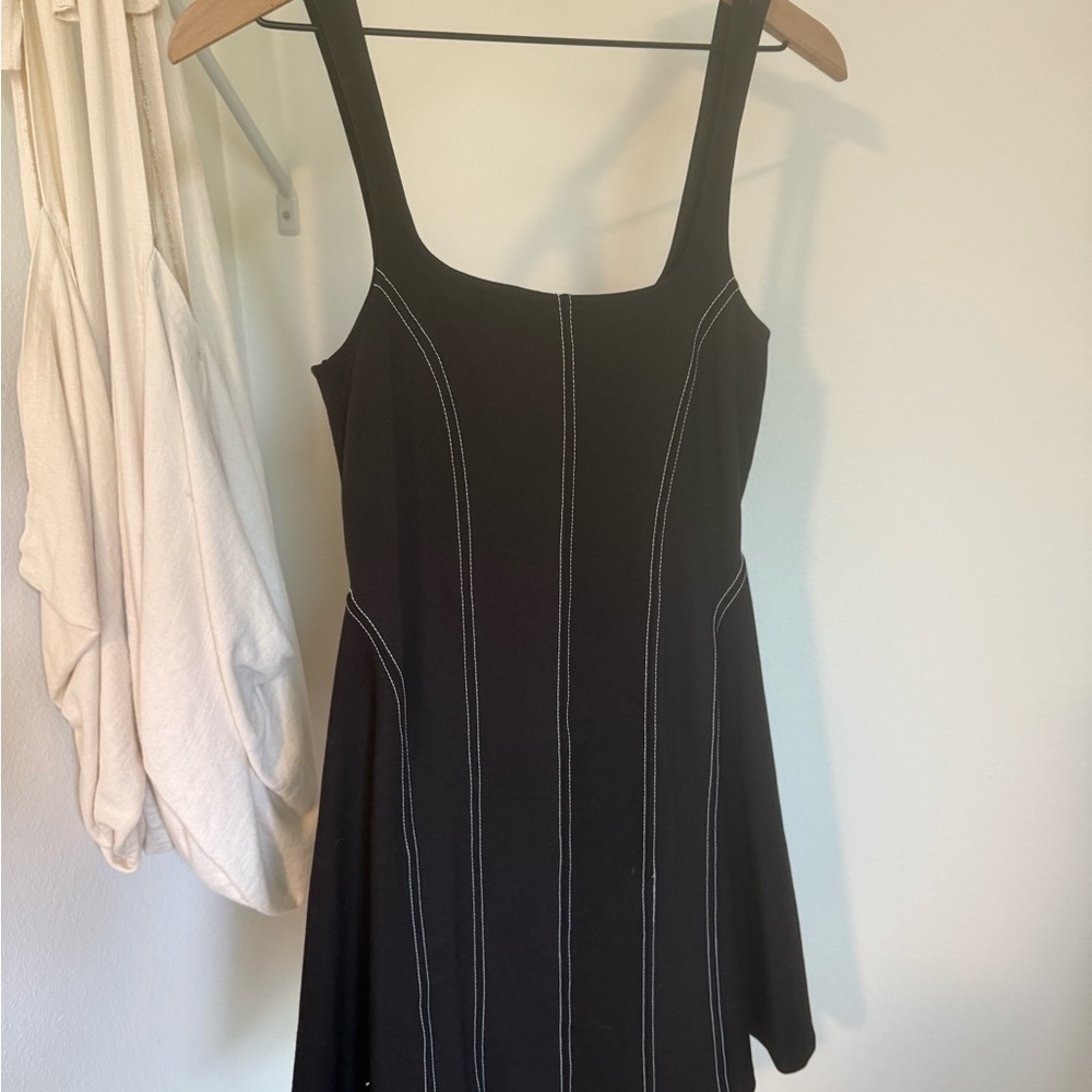 Urban Outfitters Black Mini Dress with White Stitching